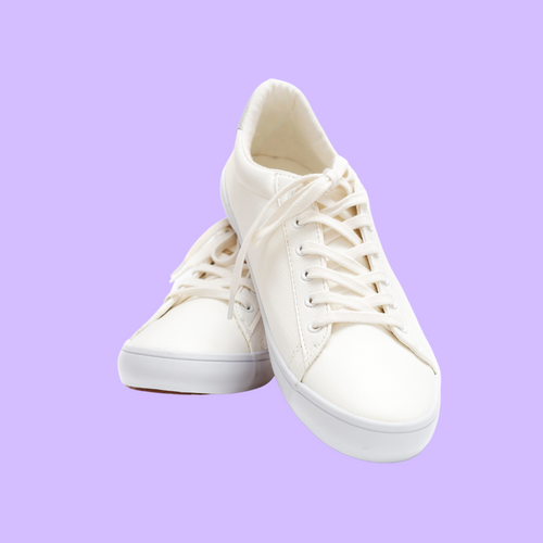 Women's Fashion Leather Casual Low Top Tennis Sneakers - White